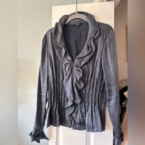 Samuel Dong Elegant Metallic silver holiday top.